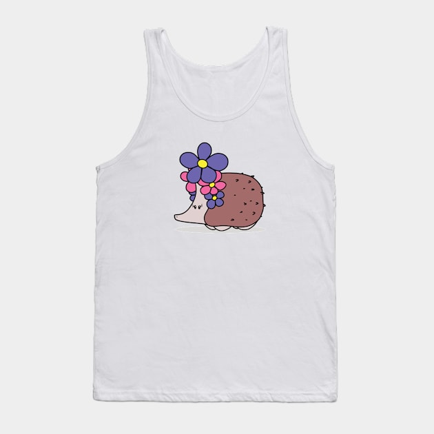 Super Cute Hedgehog with a Big Flower Headband Tank Top by EnvelopeStudio